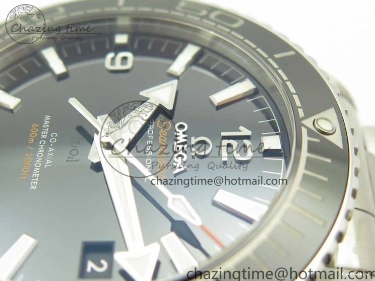 0407 Trendy Planet Ocean 43.5mm SS VSF 1:1 Best Edition Black Ceramic Bezel and Dial on SS Bracelet A8900 Super Clone 7973